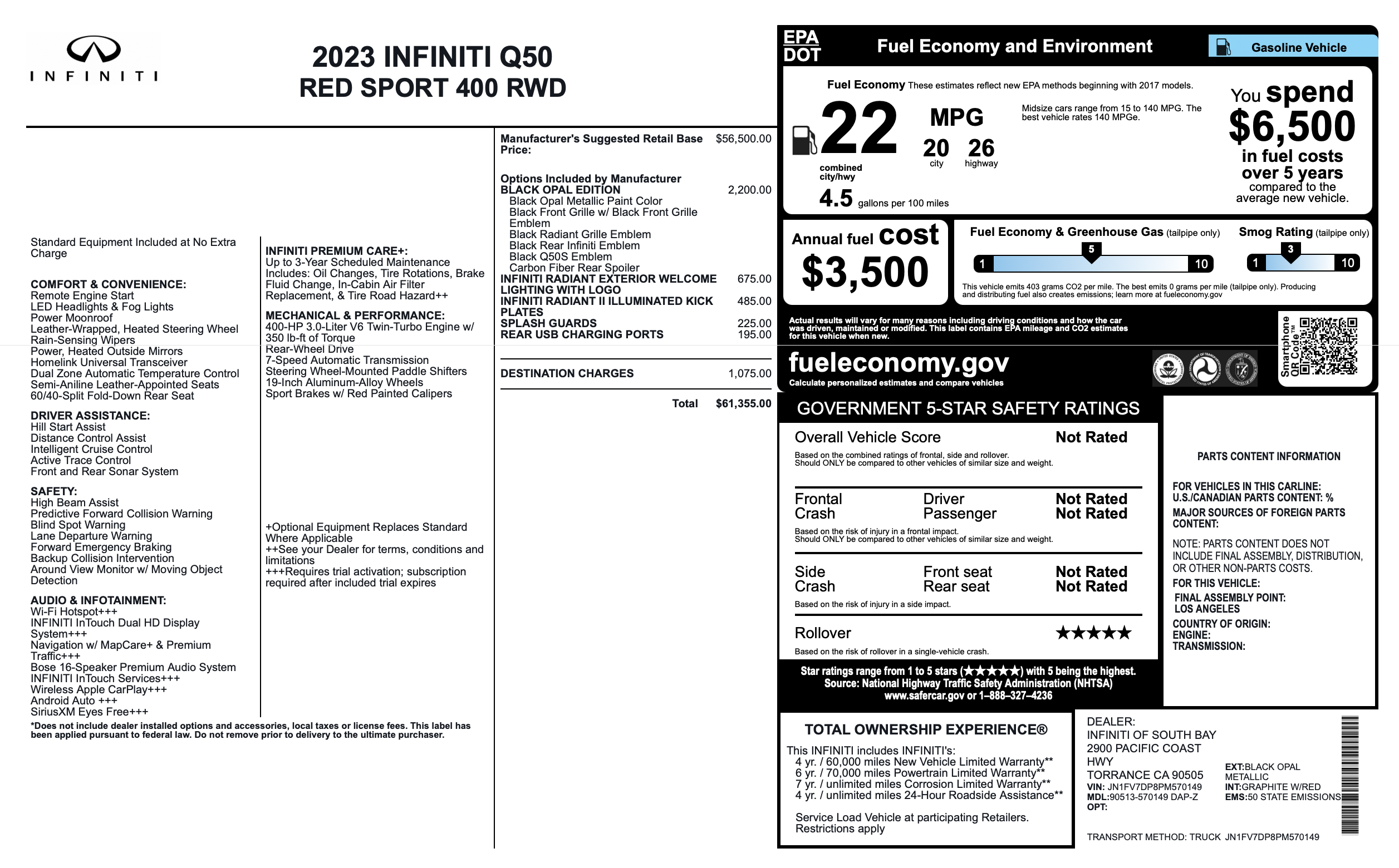 The same 2023 Toyota Tundra window sticker digitized by DWS with the watermark removed and all text readable